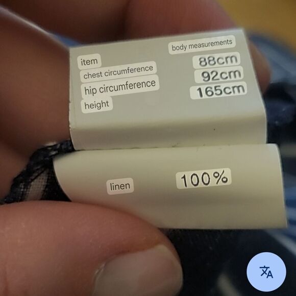 Korean 100% Linen Navy and White Asymmetrical Blouse - Picture 9 of 12